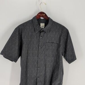 Voyager Woven Stretch Collared Comfort Short Sleeve Button Up Shirt‎ Gray Size L